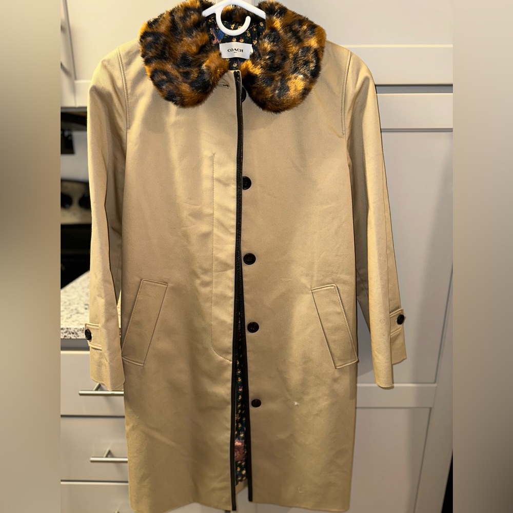 Woman’s Coach leather trim trench